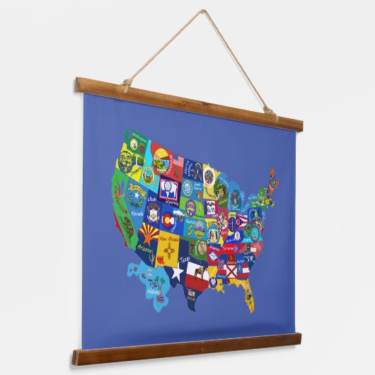 US MAP HANGEND WANDKLEED (Gebogen)