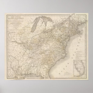 US Map met nederzettingen Poster