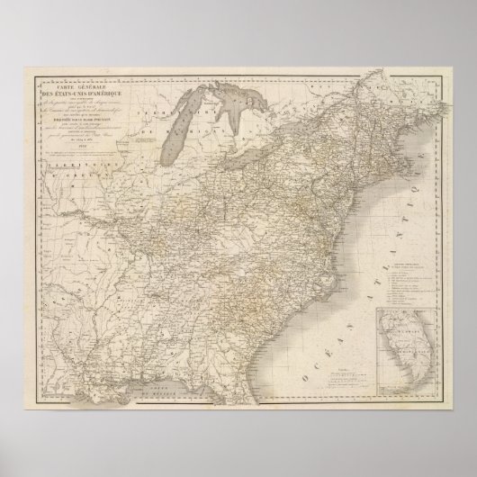 US Map met nederzettingen Poster (Voorkant)