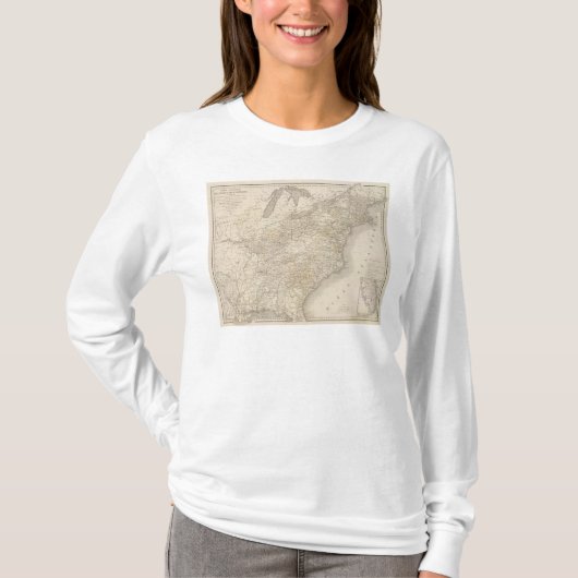 US Map met nederzettingen T-shirt (Voorkant)