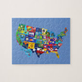 US MAP met vlaggen-puzzel Legpuzzel (Horizontaal)