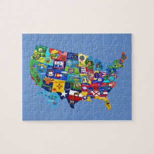 US MAP met vlaggen-puzzel Legpuzzel