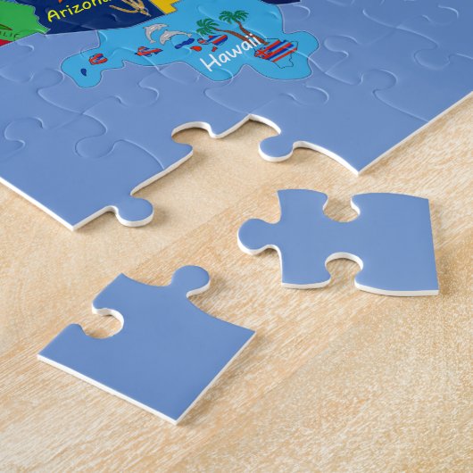 US MAP met vlaggen-puzzel Legpuzzel (Zijkant)