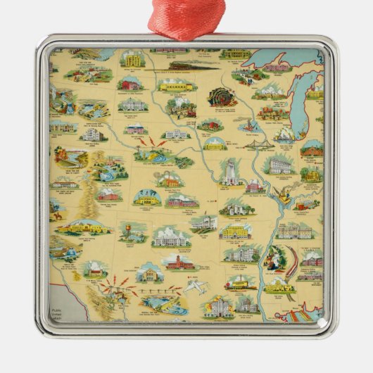 US Map Metalen Ornament (Voorkant)