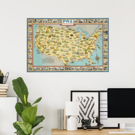 US Map Poster (Thuiskantoor)