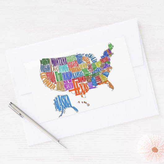 US MAP RECHTHOEKIGE STICKER (Envelop)
