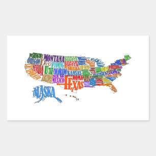 US MAP RECHTHOEKIGE STICKER