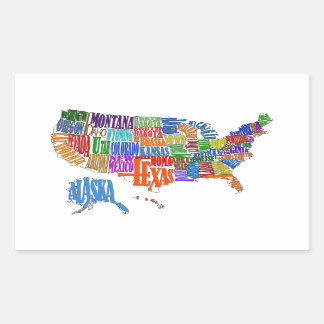 US MAP RECHTHOEKIGE STICKER