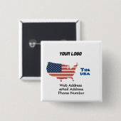 US map Sleutelhanger KeyHolder Vierkante Button 5,1 Cm (Voorkant /achterkant)