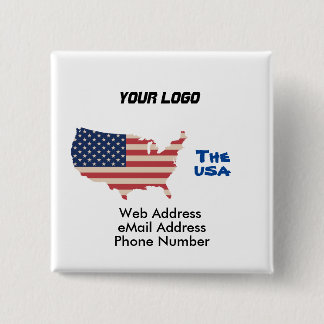 US map Sleutelhanger KeyHolder Vierkante Button 5,1 Cm