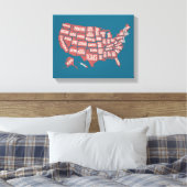 US Map | Typografie Canvas Afdruk (Insitu (Slaapkamer))