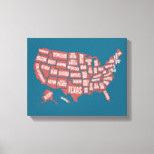 US Map | Typografie Canvas Afdruk (Voorkant)
