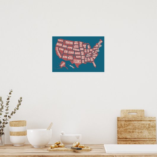 US Map | Typografie Poster (Keuken)