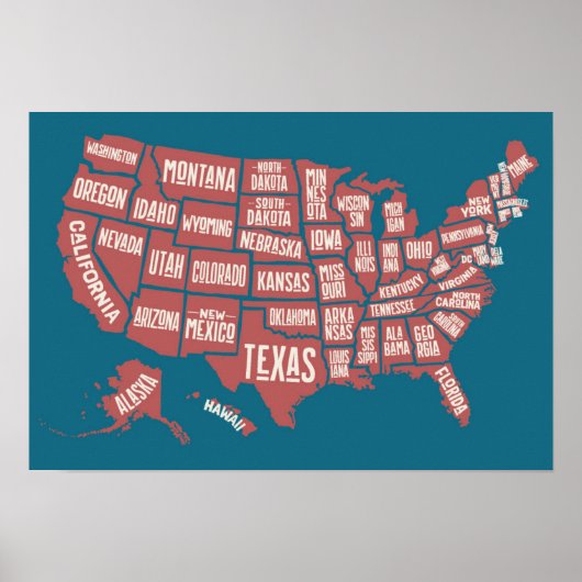 US Map | Typografie Poster (Voorkant)
