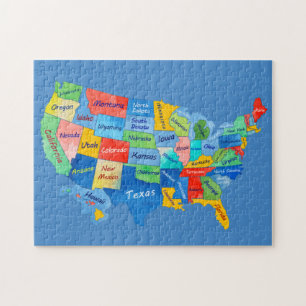 US MAP waterverf kunstwerk puzzel Legpuzzel