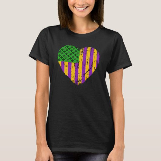 US Mardi Gras Flag bij Fleur de Lis Patriotic T-shirt (Voorkant)