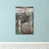 US Marine brandt een M2 50-kaliber machine pistool Canvas Afdruk (Insitu (Houten vloer))