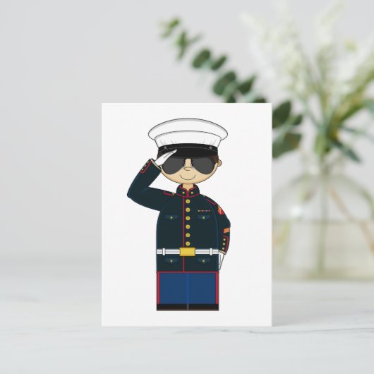 US Marine Corp NCO Saluting Briefkaart (Staand voorkant)