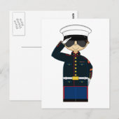 US Marine Corp NCO Saluting Briefkaart (Voorkant / Achterkant)