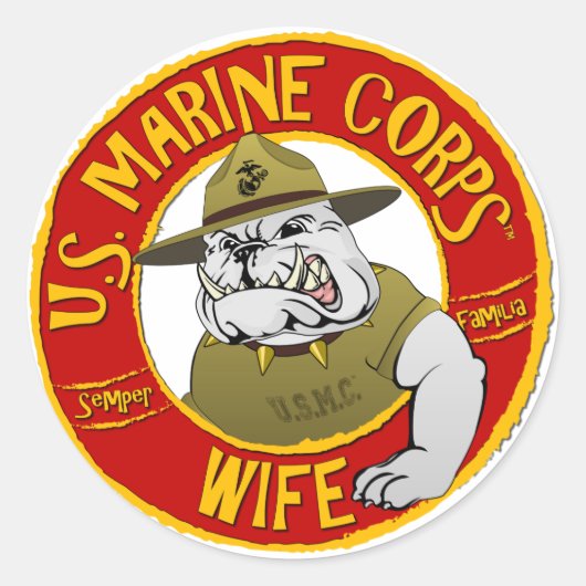US Marine Corps Wife Ronde Sticker (Voorkant)