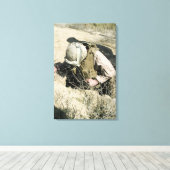 US Marine springt in een gat Canvas Afdruk (Insitu (Houten vloer))