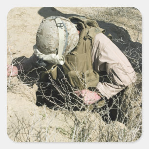 US Marine springt in een gat Vierkante Sticker