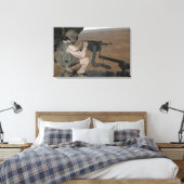 US Marine test firing an M240 zwaar machine pistoo Canvas Afdruk (Insitu (Slaapkamer))