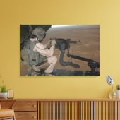 US Marine test firing an M240 zwaar machine pistoo Canvas Afdruk (Insitu (Woonkamer))
