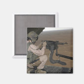 US Marine test firing an M240 zwaar machine pistoo Magneet (Voorkant / Achterkant)