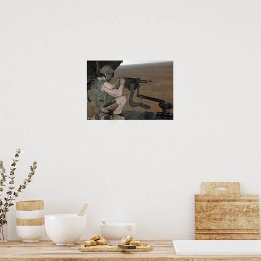 US Marine test firing an M240 zwaar machine pistoo Poster (Keuken)