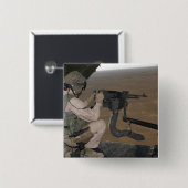 US Marine test firing an M240 zwaar machine pistoo Vierkante Button 5,1 Cm (Voorkant /achterkant)