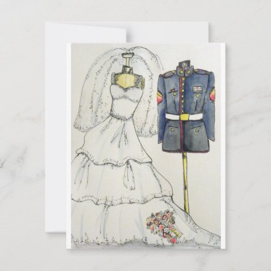 US Marine Wedding Invitations Kaart (Voorkant)