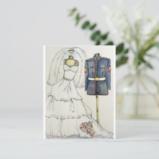 US Marine Wedding Invitations Kaart (Staand voorkant)