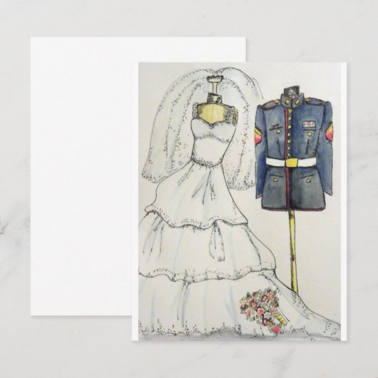 US Marine Wedding Invitations Kaart (Voorkant / Achterkant)