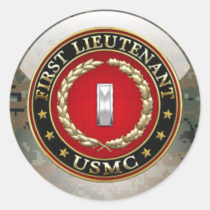 US Marines: Eerste luitenant (USMC 1stLt) [3D] Ronde Sticker