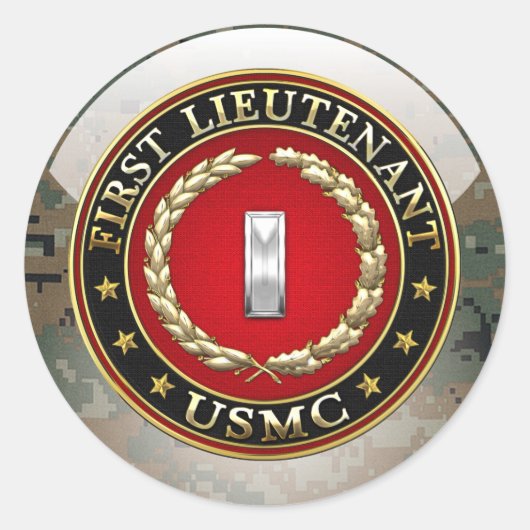 US Marines: Eerste luitenant (USMC 1stLt) [3D] Ronde Sticker (Voorkant)