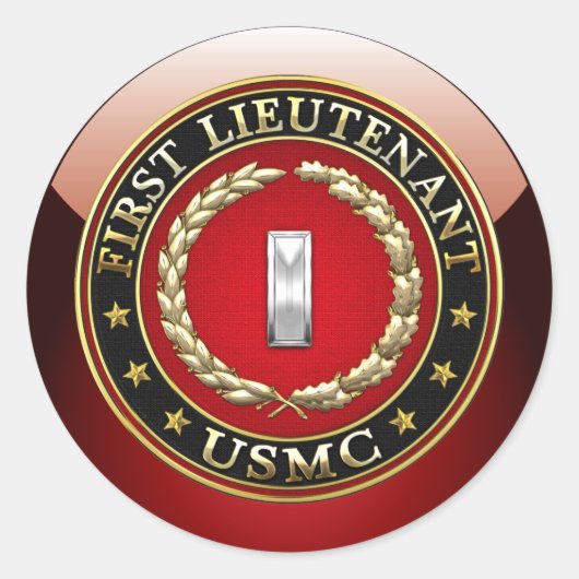 US Marines: Eerste luitenant (USMC 1stLt) [3D] Ronde Sticker (Voorkant)