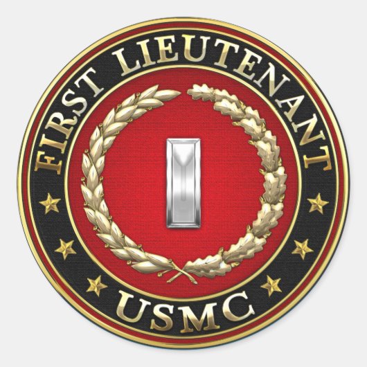 US Marines: Eerste luitenant (USMC 1stLt) [3D] Ronde Sticker (Voorkant)