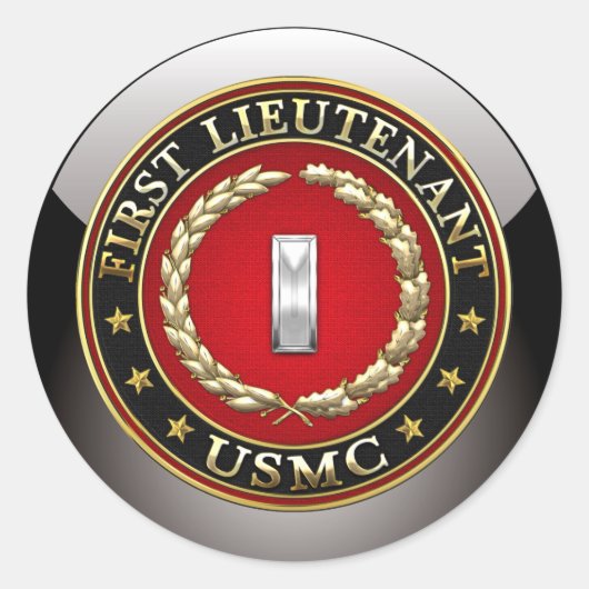 US Marines: Eerste luitenant (USMC 1stLt) [3D] Ronde Sticker (Voorkant)