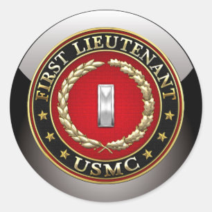 US Marines: Eerste luitenant (USMC 1stLt) [3D] Ronde Sticker