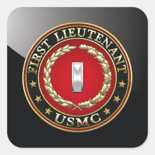 US Marines: Eerste luitenant (USMC 1stLt) [3D] Vierkante Sticker