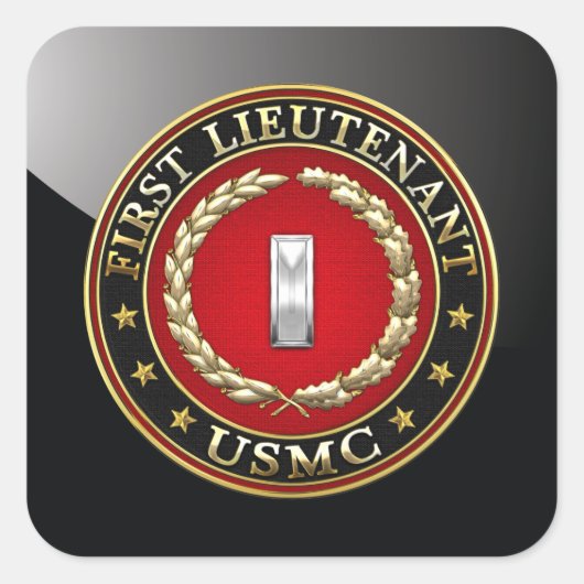 US Marines: Eerste luitenant (USMC 1stLt) [3D] Vierkante Sticker (Voorkant)