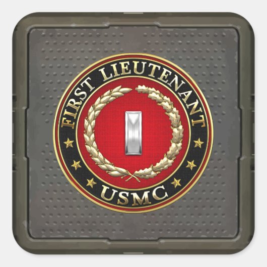 US Marines: Eerste luitenant (USMC 1stLt) [3D] Vierkante Sticker (Voorkant)