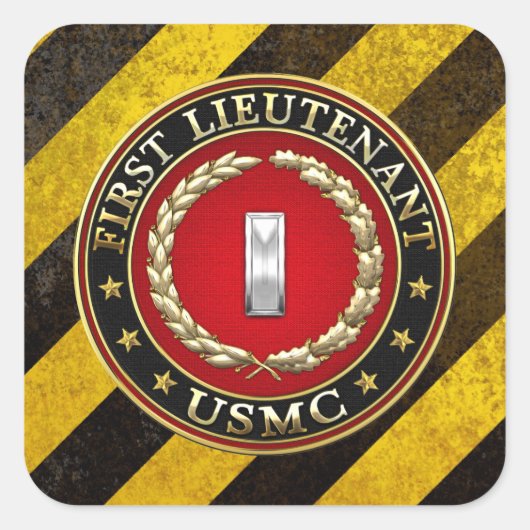 US Marines: Eerste luitenant (USMC 1stLt) [3D] Vierkante Sticker (Voorkant)
