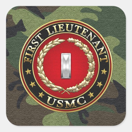 US Marines: Eerste luitenant (USMC 1stLt) [3D] Vierkante Sticker (Voorkant)
