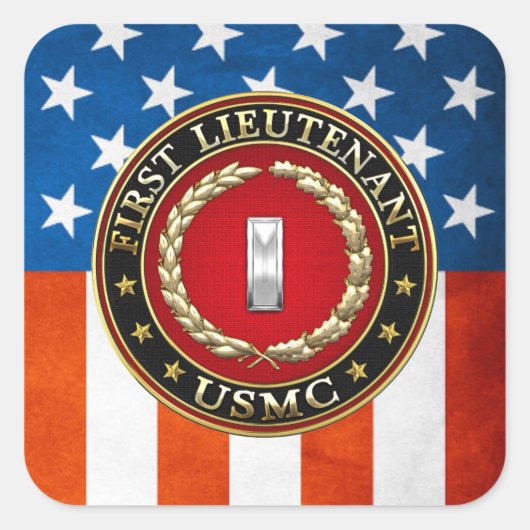US Marines: Eerste luitenant (USMC 1stLt) [3D] Vierkante Sticker (Voorkant)