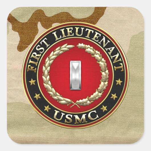 US Marines: Eerste luitenant (USMC 1stLt) [3D] Vierkante Sticker (Voorkant)