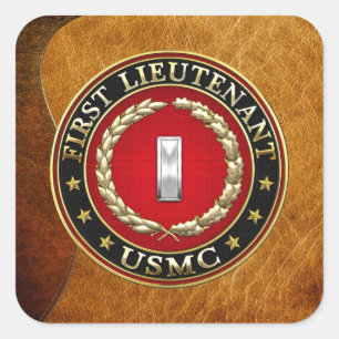 US Marines: Eerste luitenant (USMC 1stLt) [3D] Vierkante Sticker