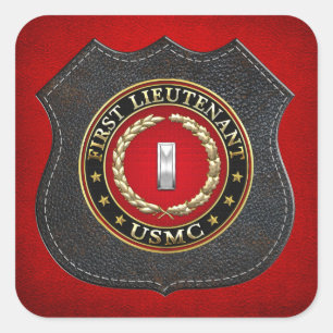 US Marines: Eerste luitenant (USMC 1stLt) [3D] Vierkante Sticker