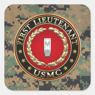 US Marines: Eerste luitenant (USMC 1stLt) [3D] Vierkante Sticker